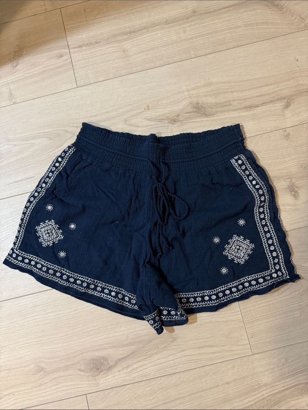 J. Crew Navy Blue Embroidered Drawstring Athletic Shorts